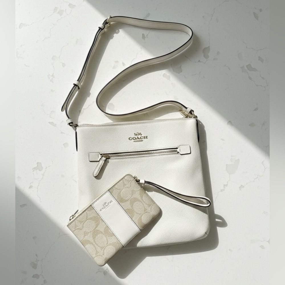 Coach Rowan File Bag Chalk INCLUDES Matching Coach Wallet